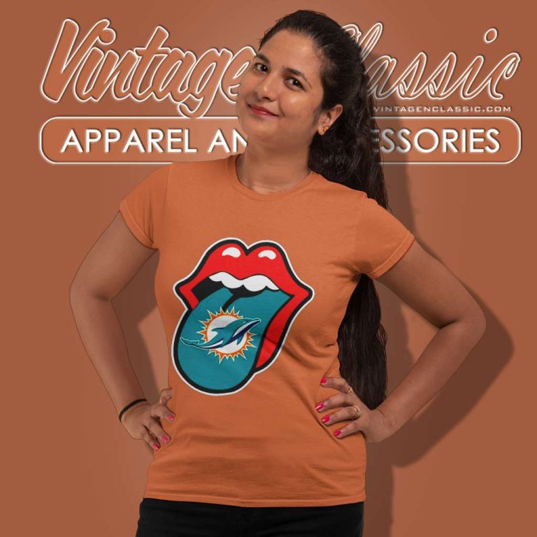 Miami Dolphins The Rolling Stones Logo Women TShirt Miami Dolphins The Rolling Stones Logo Women TShirt