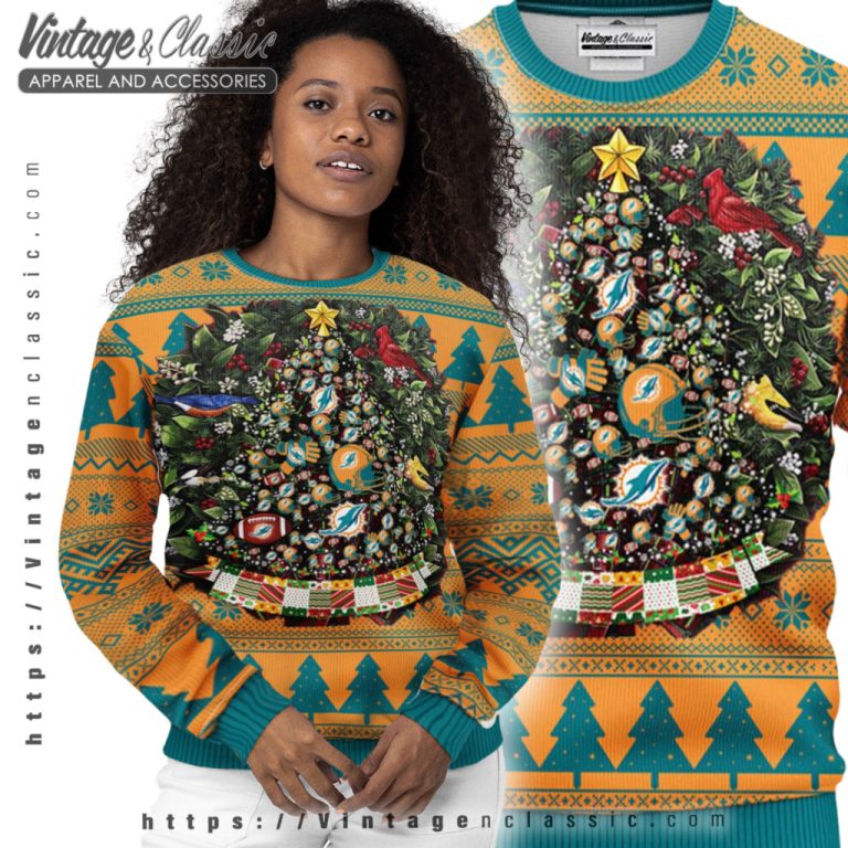 Miami Dolphins Tree Ball Ugly Christmas Sweater Women Ugly Sweater Miami Dolphins Tree Ball Ugly Christmas Sweater Women Ugly Sweater