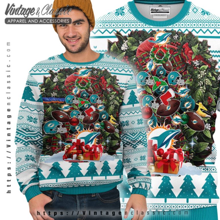Miami Dolphins Tree Ugly Christmas Sweater Ugly Sweater Miami Dolphins Tree Ugly Christmas Sweater Ugly Sweater