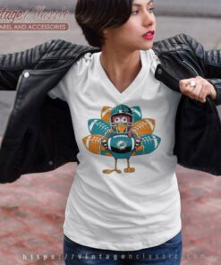 Miami Dolphins Turkey Thanksgiving V Neck TShirt