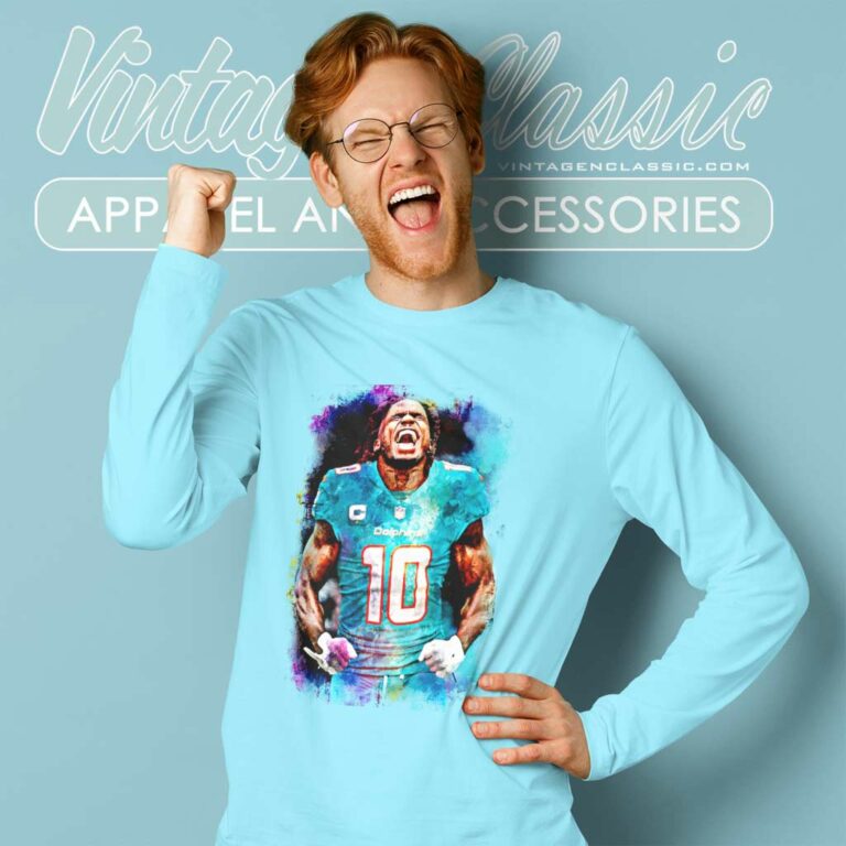 Miami Dolphins Tyreek Hill Football Long Sleeve Tee Miami Dolphins Tyreek Hill Football Long Sleeve Tee
