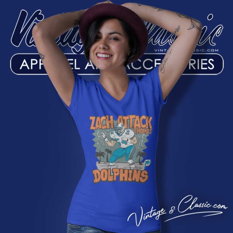 Miami Dolphins Zach Attack Thomas V Neck TShirt Miami Dolphins Zach Attack Thomas V Neck TShirt