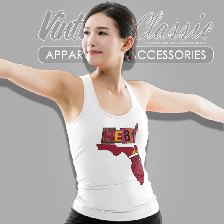 Miami Heat Basketball Map Logo Tank Top Racerback Miami Heat Basketball Map Logo Tank Top Racerback