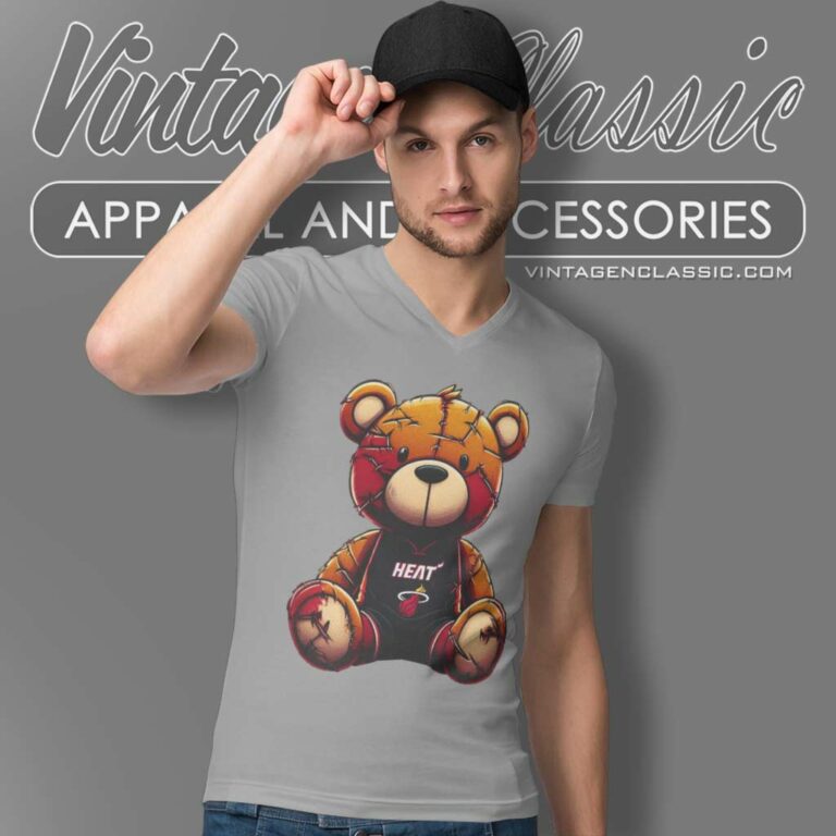 Miami Heat Bear V Neck TShirt Miami Heat Bear V Neck TShirt