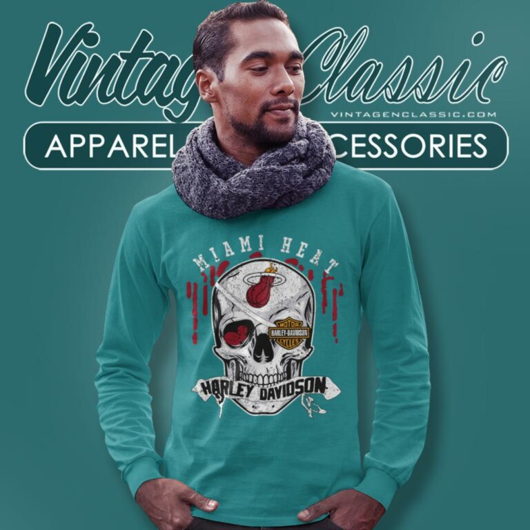 Miami Heat Harley Davidson Skull Long Sleeve Tee Miami Heat Harley Davidson Skull Long Sleeve Tee