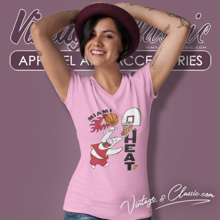 Miami Heat Patrick Spongebob V Neck TShirt Miami Heat Patrick Spongebob V Neck TShirt