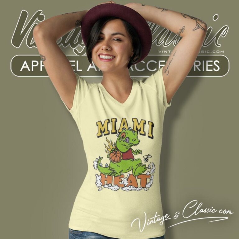 Miami Heat Rugrats Reptar V Neck TShirt Miami Heat Rugrats Reptar V Neck TShirt