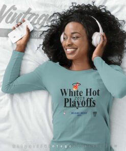 Miami Heat White Hot 2023 Playoffs Long Sleeve Tee