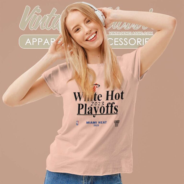 Miami Heat White Hot 2023 Playoffs Women TShirt Miami Heat White Hot 2023 Playoffs Women TShirt