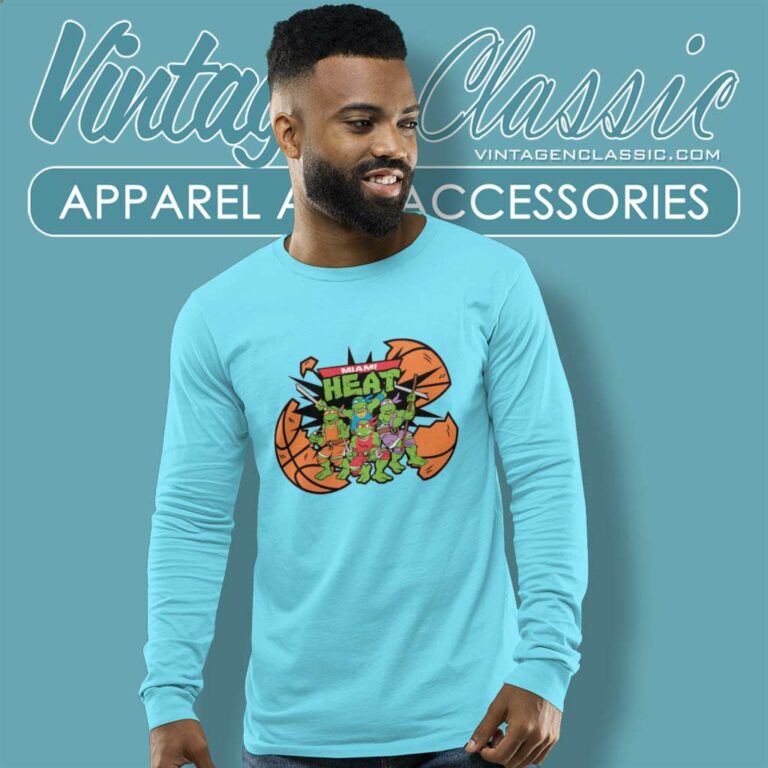 Miami Heat X Teenage Mutant Ninja Turtles Long Sleeve Tee Miami Heat X Teenage Mutant Ninja Turtles Long Sleeve Tee