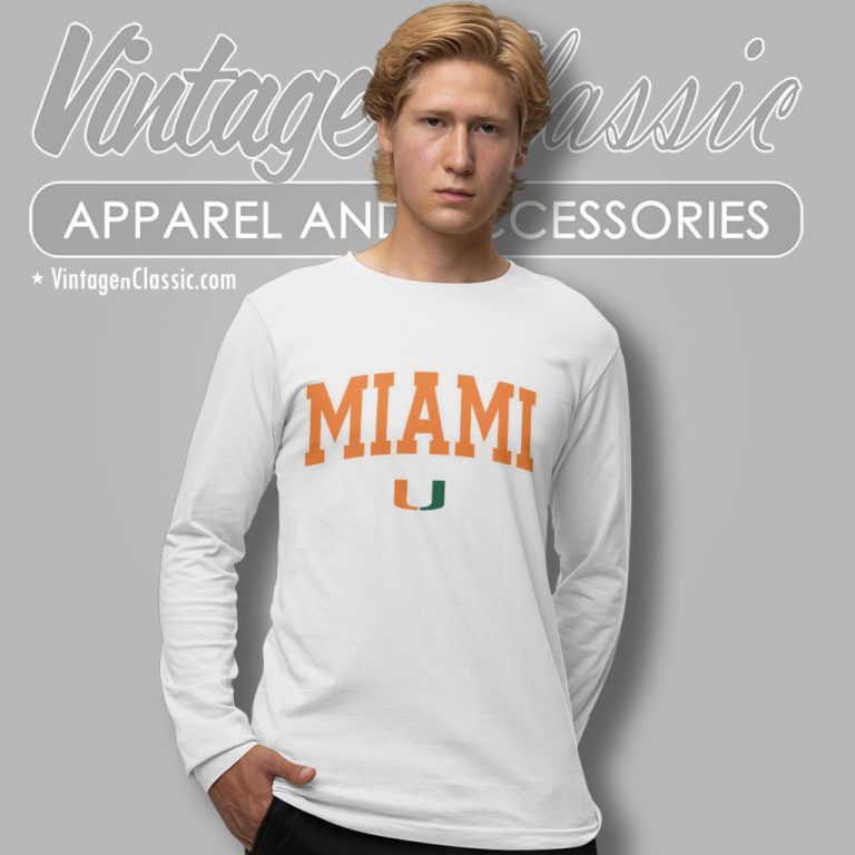 Miami Hurricanes Green Twill Arch Long Sleeve Tee Miami Hurricanes Green Twill Arch Long Sleeve Tee