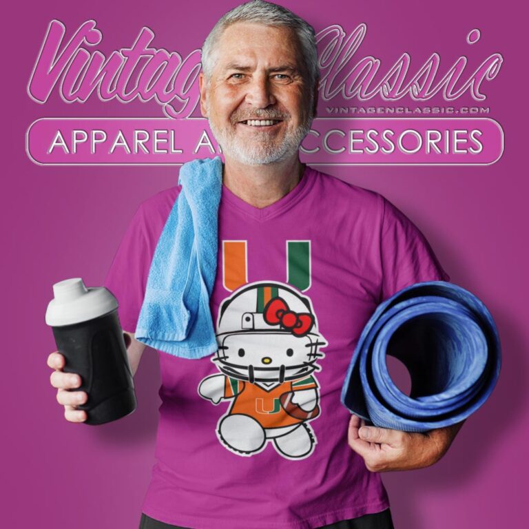 Miami Hurricanes Hello Kitty V Neck TShirt Miami Hurricanes Hello Kitty V Neck TShirt