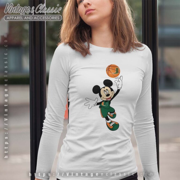 Miami Hurricanes Mickey Basketball NCAA March Madness Longsleeves Miami Hurricanes Mickey Basketball NCAA March Madness Longsleeves