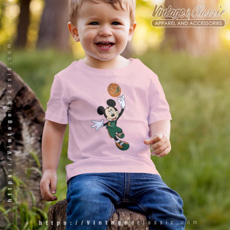 Miami Hurricanes Mickey Basketball NCAA March Madness Tshirt Kid Miami Hurricanes Mickey Basketball NCAA March Madness Tshirt Kid