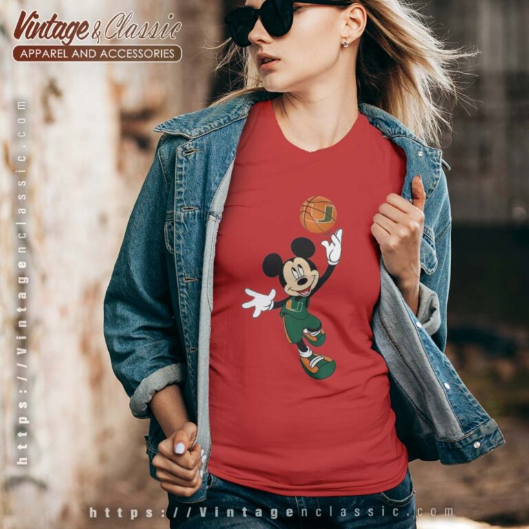 Miami Hurricanes Mickey Basketball NCAA March Madness Vneck Miami Hurricanes Mickey Basketball NCAA March Madness Vneck