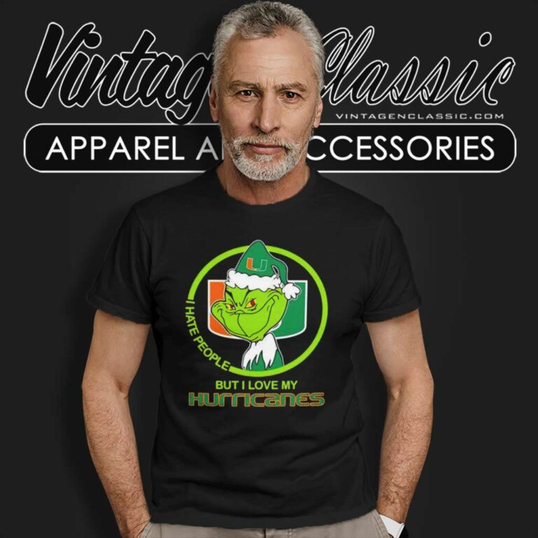 Miami Hurricanes Ncaa Christmas Grinch Shirt I Hate People But I Love My Hurricanes T Shirt Miami Hurricanes Ncaa Christmas Grinch Shirt I Hate People But I Love My Hurricanes T Shirt