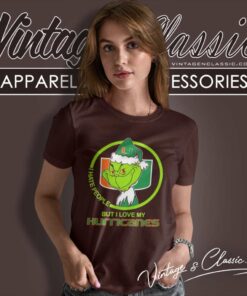 Miami Hurricanes Ncaa Christmas Grinch Shirt I Hate People But I Love My Hurricanes Women TShirt