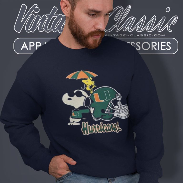 Miami Hurricanes Snoopy Happy Vacation Sweatshirt Miami Hurricanes Snoopy Happy Vacation Sweatshirt