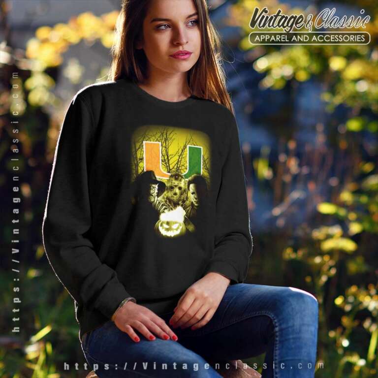 Miami Hurricanes With Killers Team Halloween Sweatshirt Miami Hurricanes With Killers Team Halloween Sweatshirt