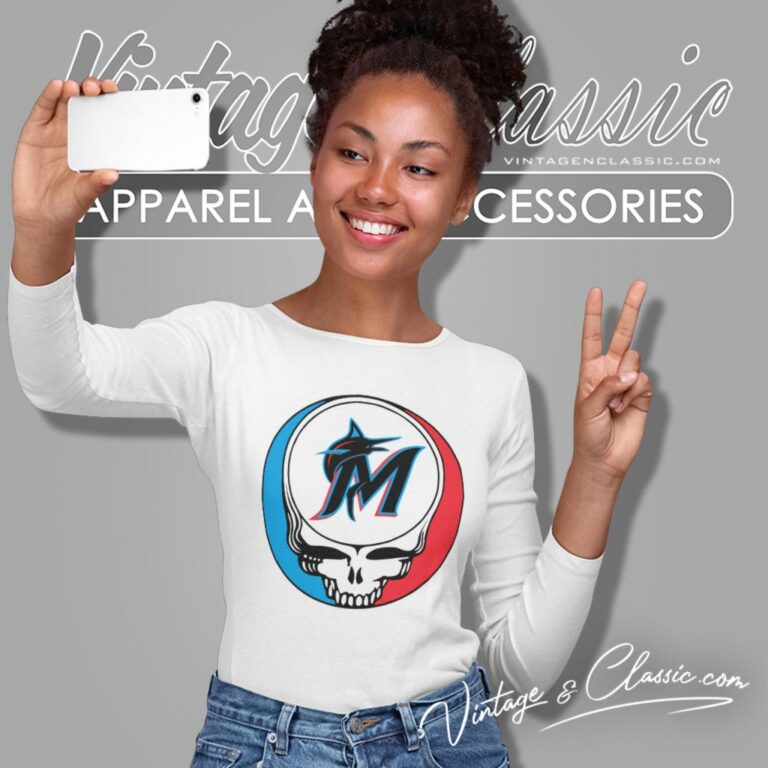 Miami Marlins Grateful Dead Steal Your Face Long Sleeve Tee Miami Marlins Grateful Dead Steal Your Face Long Sleeve Tee