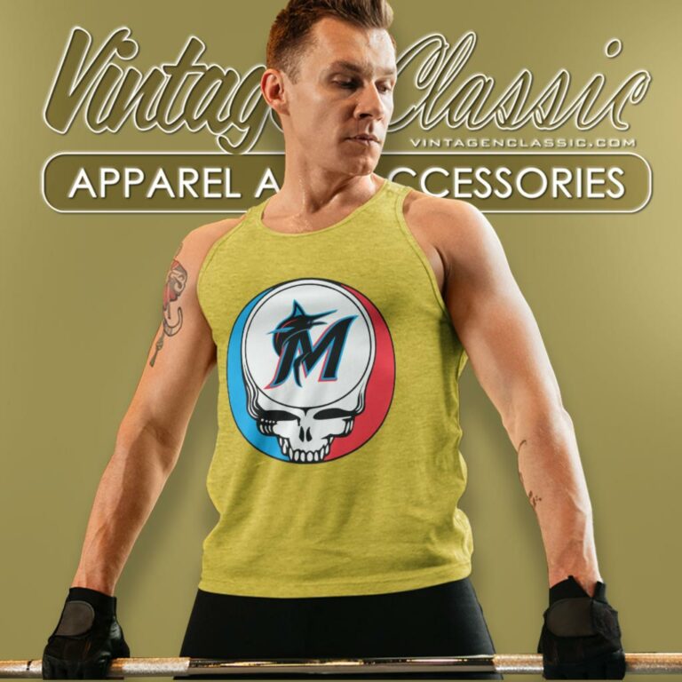 Miami Marlins Grateful Dead Steal Your Face Tank Top Racerback Miami Marlins Grateful Dead Steal Your Face Tank Top Racerback