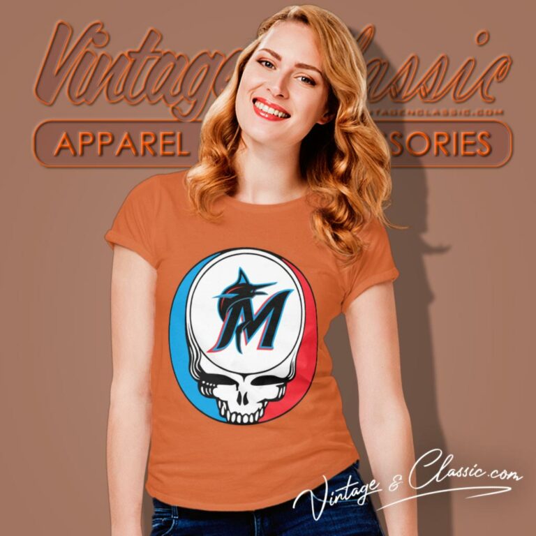 Miami Marlins Grateful Dead Steal Your Face Women T Shirt Miami Marlins Grateful Dead Steal Your Face Women T Shirt