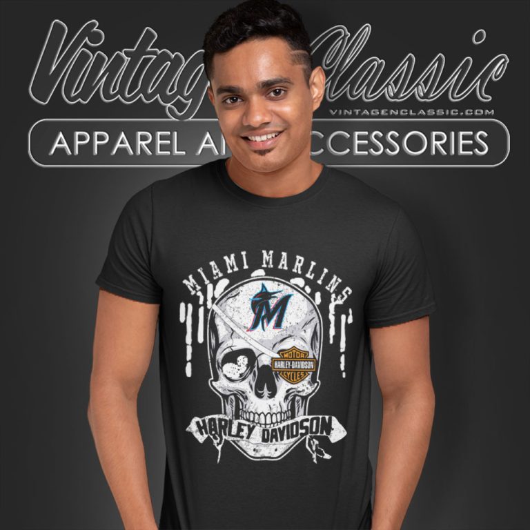 Miami Marlins Harley Davidson Skull T Shirt Miami Marlins Harley Davidson Skull T Shirt
