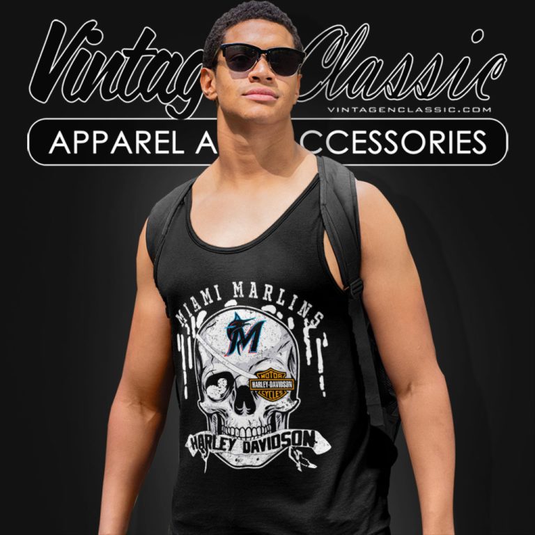 Miami Marlins Harley Davidson Skull Tank Top Racerback Miami Marlins Harley Davidson Skull Tank Top Racerback