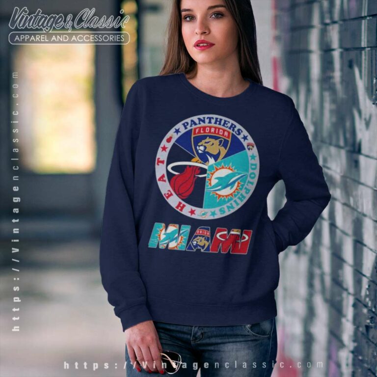 Miami Sport Team Miami Dolphins Florida Panthers And Miami Heat Sweatshirt Miami Sport Team Miami Dolphins Florida Panthers And Miami Heat Sweatshirt