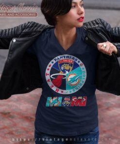 Miami Sport Team Miami Dolphins Florida Panthers And Miami Heat V Neck TShirt