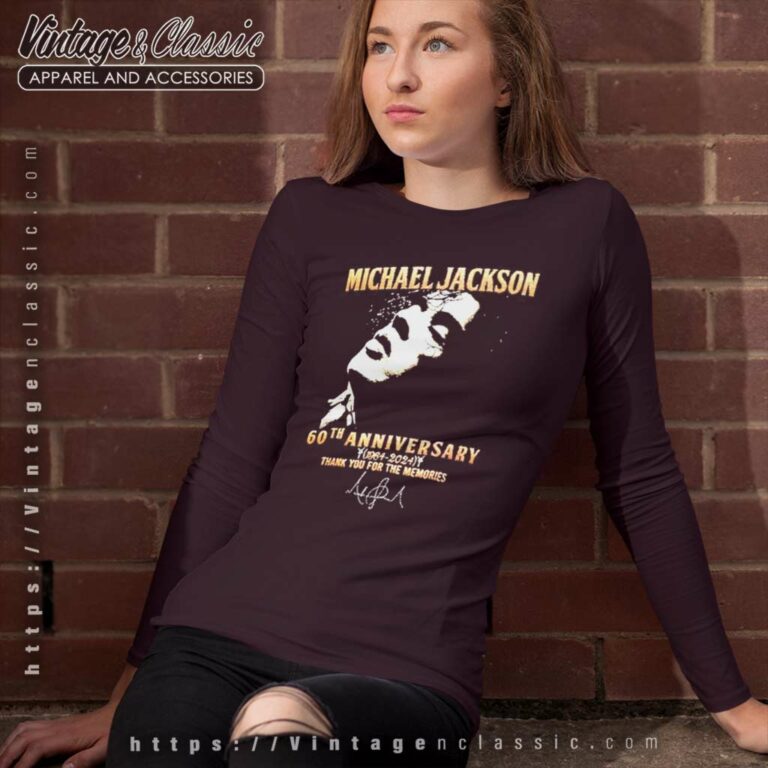 Michael Jackson 60th Anniversary 1964 2024 Thank You For The Memories Long Sleeve Tee Michael Jackson 60th Anniversary 1964 2024 Thank You For The Memories Long Sleeve Tee