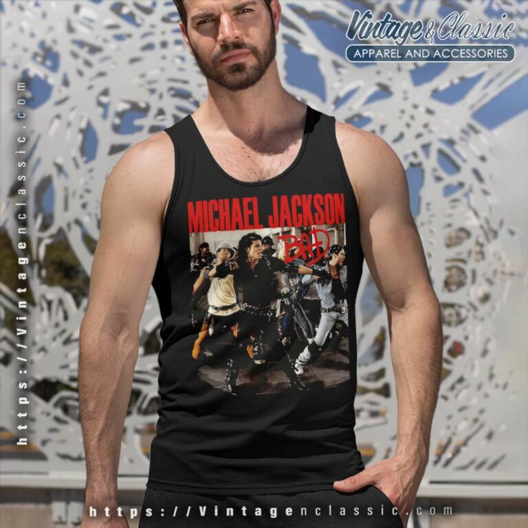 Michael Jackson Bad Photo Tank Top Racerback Michael Jackson Bad Photo Tank Top Racerback