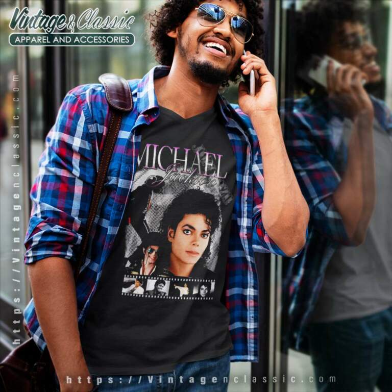Michael Jackson King Of Pop V Neck TShirt Michael Jackson King Of Pop V Neck TShirt