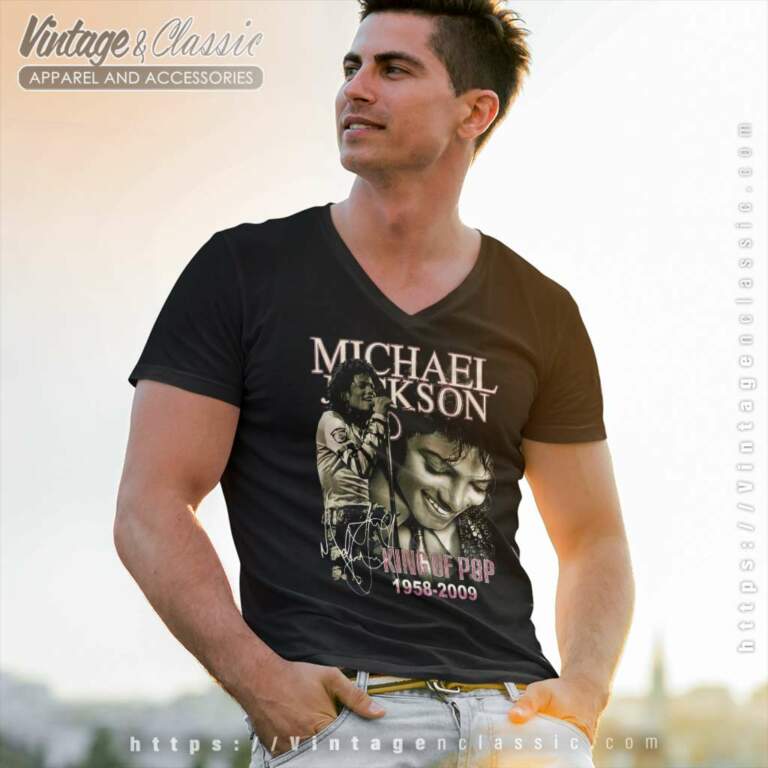 Michael Jackson King Of Pop V Neck TShirt Michael Jackson King Of Pop V Neck TShirt