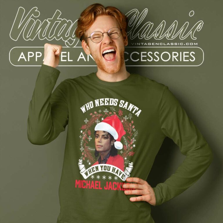 Michael Jackson Merry Christmas Long Sleeve Tee Michael Jackson Merry Christmas Long Sleeve Tee