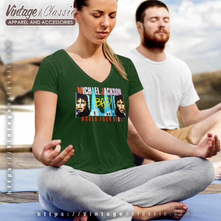 Michael Jackson Shirt Bad World Tour 1988 V Neck TShirt Michael Jackson Shirt Bad World Tour 1988 V Neck TShirt