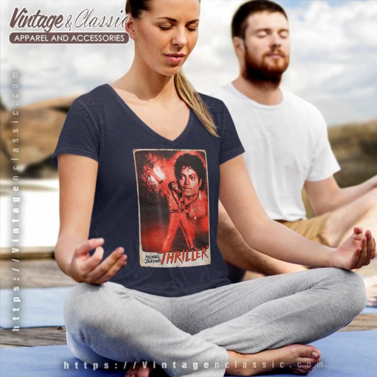 Michael Jackson Thriller Stance V Neck TShirt Michael Jackson Thriller Stance V Neck TShirt