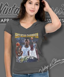 Michael Jordan North Carolina Champion Shirt 5 Michael Jordan North Carolina Champion V Neck TShirt