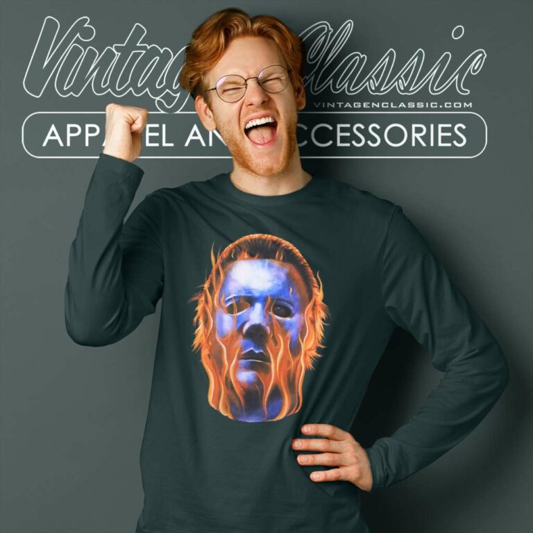 Michael Myers Flames Halloween Ii Long Sleeve Tee Michael Myers Flames Halloween Ii Long Sleeve Tee