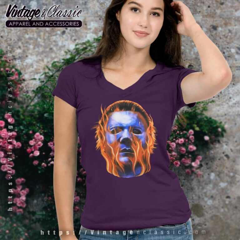 Michael Myers Flames Halloween Ii V Neck TShirt Michael Myers Flames Halloween Ii V Neck TShirt