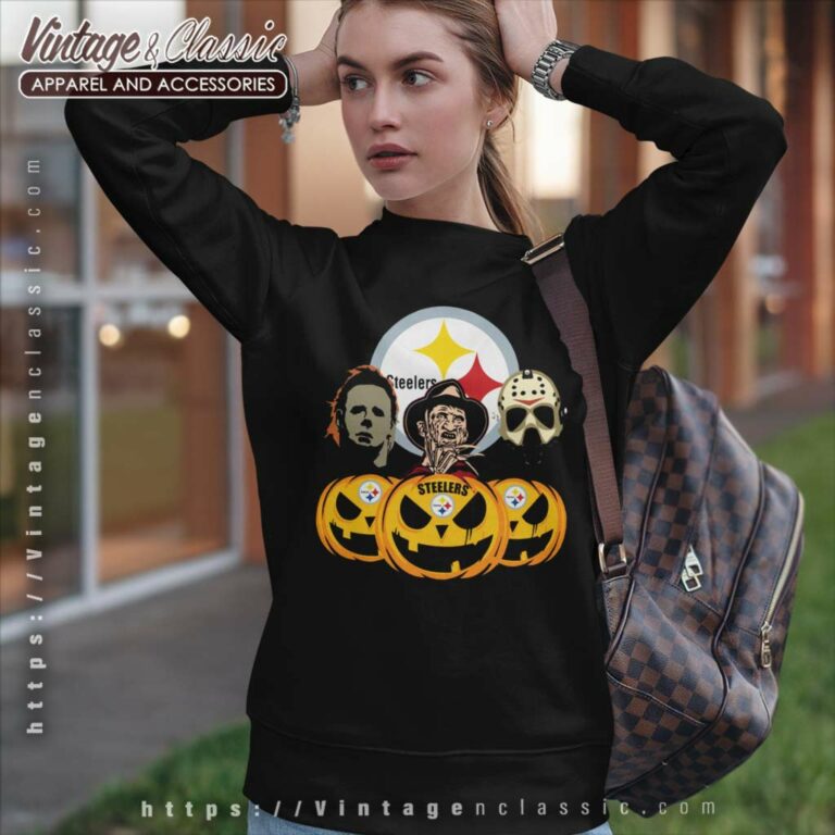 Michael Myers Freddy Krueger Jason Voorhees Pittsburgh Steelers Halloween Sweatshirt Michael Myers Freddy Krueger Jason Voorhees Pittsburgh Steelers Halloween Sweatshirt
