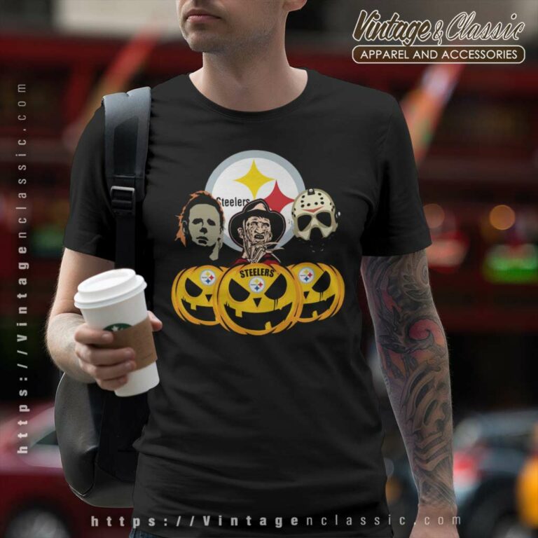 Michael Myers Freddy Krueger Jason Voorhees Pittsburgh Steelers Halloween T Shirt Michael Myers Freddy Krueger Jason Voorhees Pittsburgh Steelers Halloween T Shirt