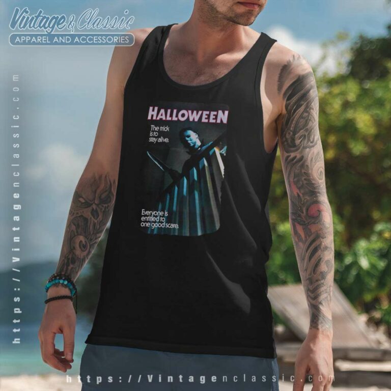 Halloween The Trick is to Stay Alive Tank Top Racerback Halloween The Trick is to Stay Alive Tank Top Racerback
