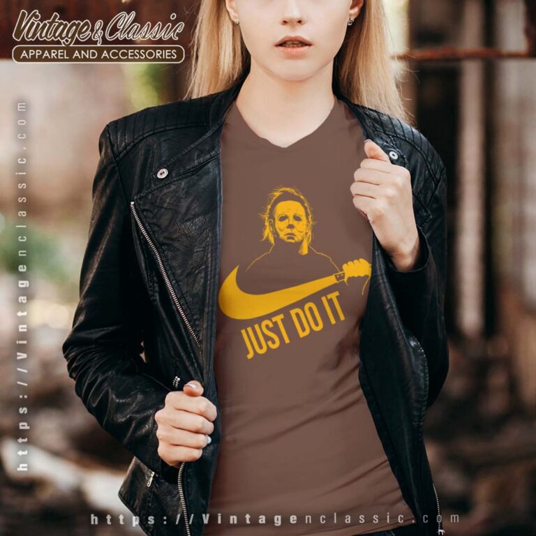 Michael Myers Just Do It funny logo nike Vneck Michael Myers Just Do It funny logo nike Vneck