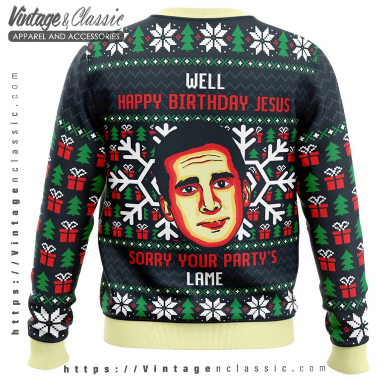 Michael Scott Birthday Jesus Ugly Christmas Sweater back Ugly Sweater Michael Scott Birthday Jesus Ugly Christmas Sweater back Ugly Sweater
