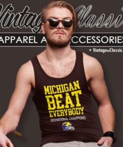 Michigan Beat Everybody 2023 National Champions Helmet Tank Top Racerback