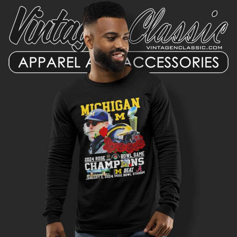 Michigan Jim Harbaugh Beat Alabama Trophy 2024 Rose Bowl Game Champions Long Sleeve Tee Michigan Jim Harbaugh Beat Alabama Trophy 2024 Rose Bowl Game Champions Long Sleeve Tee