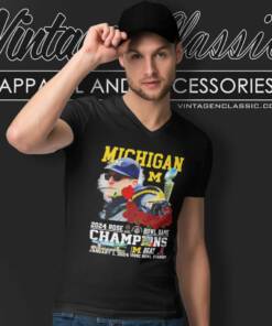 Michigan Jim Harbaugh Beat Alabama Trophy 2024 Rose Bowl Game Champions V Neck TShirt