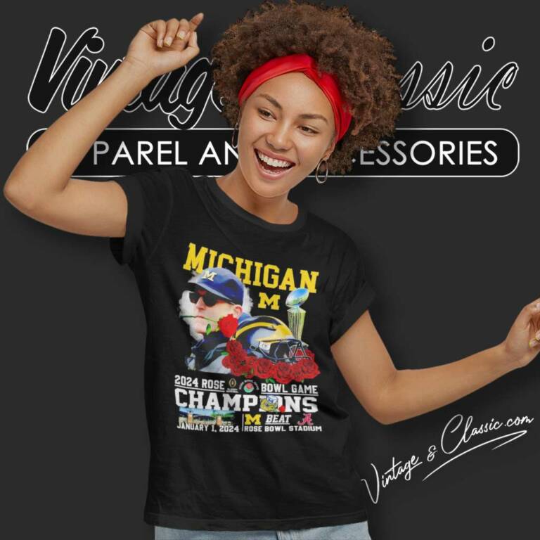 Michigan Jim Harbaugh Beat Alabama Trophy 2024 Rose Bowl Game Champions Women TShirt Michigan Jim Harbaugh Beat Alabama Trophy 2024 Rose Bowl Game Champions Women TShirt