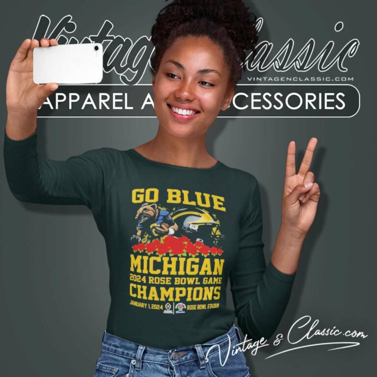 Michigan Rose Bowl Champions Mascot Go Blue Long Sleeve Tee Michigan Rose Bowl Champions Mascot Go Blue Long Sleeve Tee